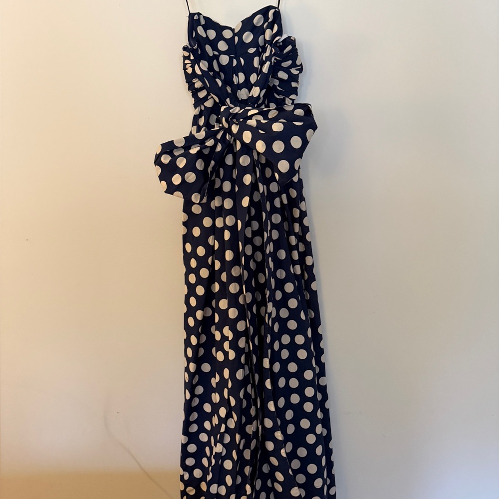 J. Crew Collection Strapless Navy and White Polka Dot Dress - Picture 5 of 9